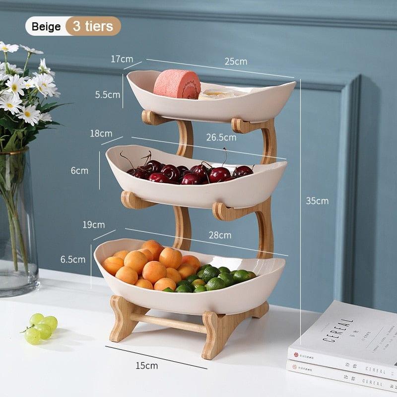 Shop 0 C 3 layer Beige Living Room Home 1/2/3 Tiers Plastic Fruit Plate Snack Plate Creative Modern Dried Fruit Fruit Basket Plastic Dish Candy Dish Mademoiselle Home Decor