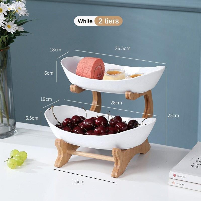 Shop 0 D 2 layer White Tava Food Organiser Mademoiselle Home Decor