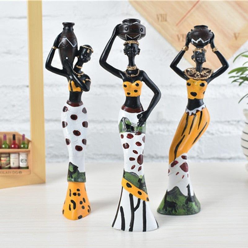 Shop 0 3 Pcs African Woman Figure Statue Sculpture African Woman Decoration Figure Desktop Ornaments Resin Crafts Gift Mademoiselle Home Decor