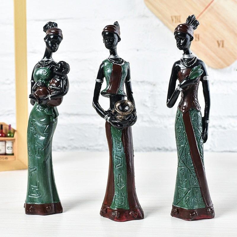 Shop 0 3 Pcs African Woman Figure Statue Sculpture African Woman Decoration Figure Desktop Ornaments Resin Crafts Gift Mademoiselle Home Decor