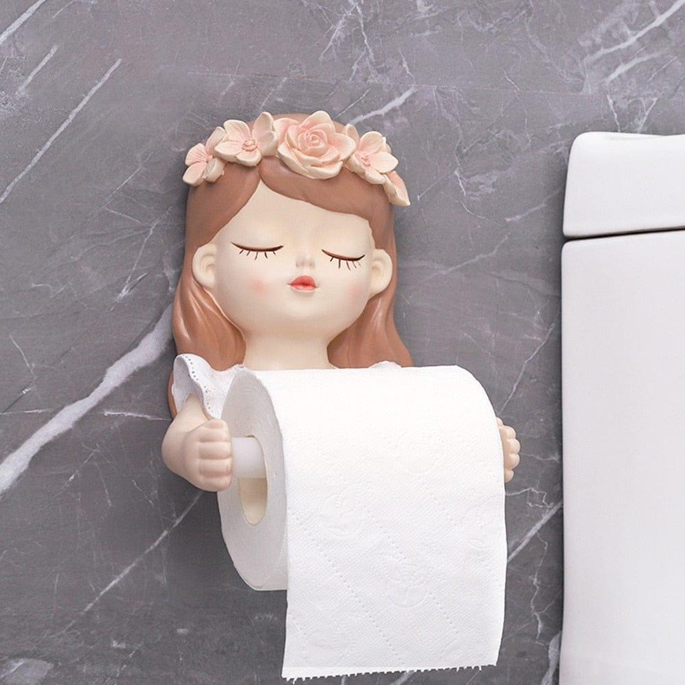 Shop 0 Ins Fairy Tissue Holder Long Hair Fairy Long Hair Lovely Girl Toilet Tissue Holder Bathroom Light Luxury Decoration Accessories Mademoiselle Home Decor