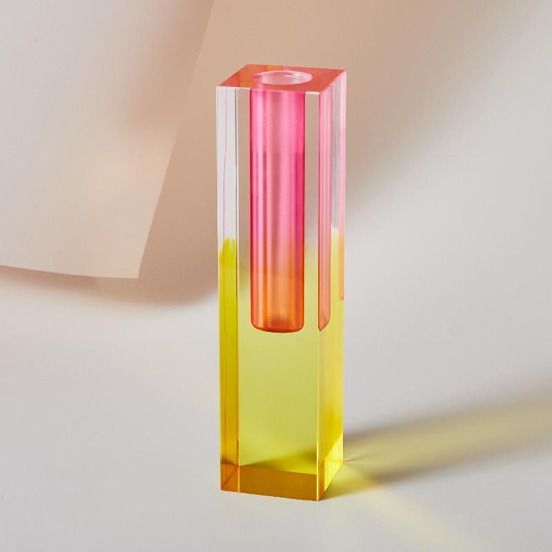 Shop 0 20cm StyleC Floriddle Modern Rainbow Pillar Bud Vase Tabletop Glass Vases Luxury Decorative Acrylic Crystal Nordic Room Decoration Home Mademoiselle Home Decor