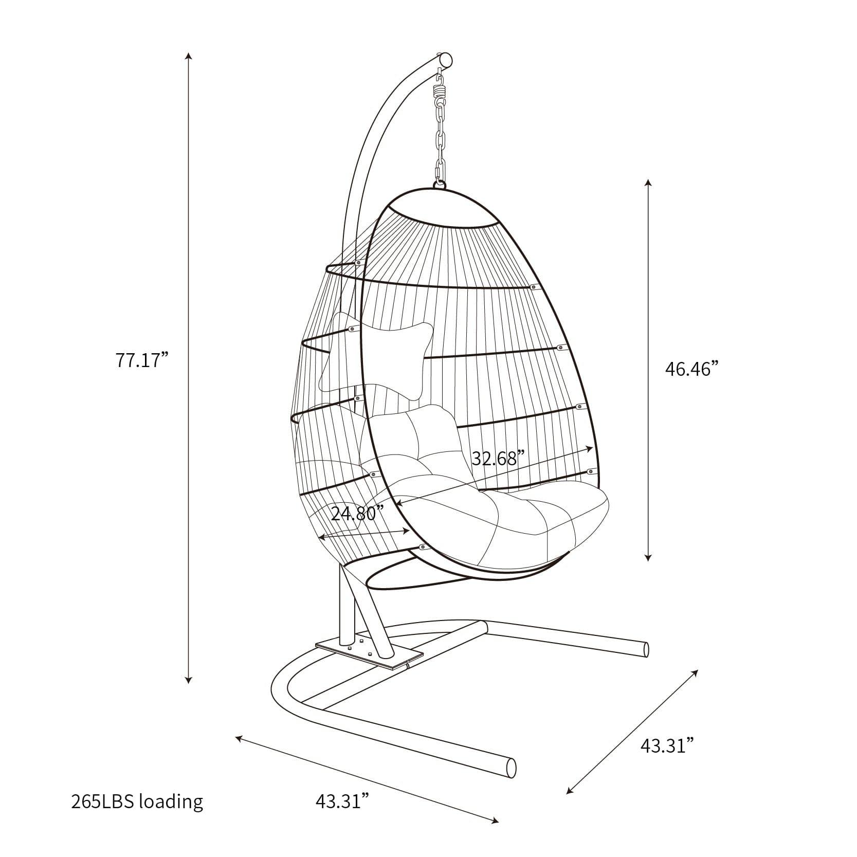 Shop egg shape SINGLE SWING chair for garden patio Mademoiselle Home Decor