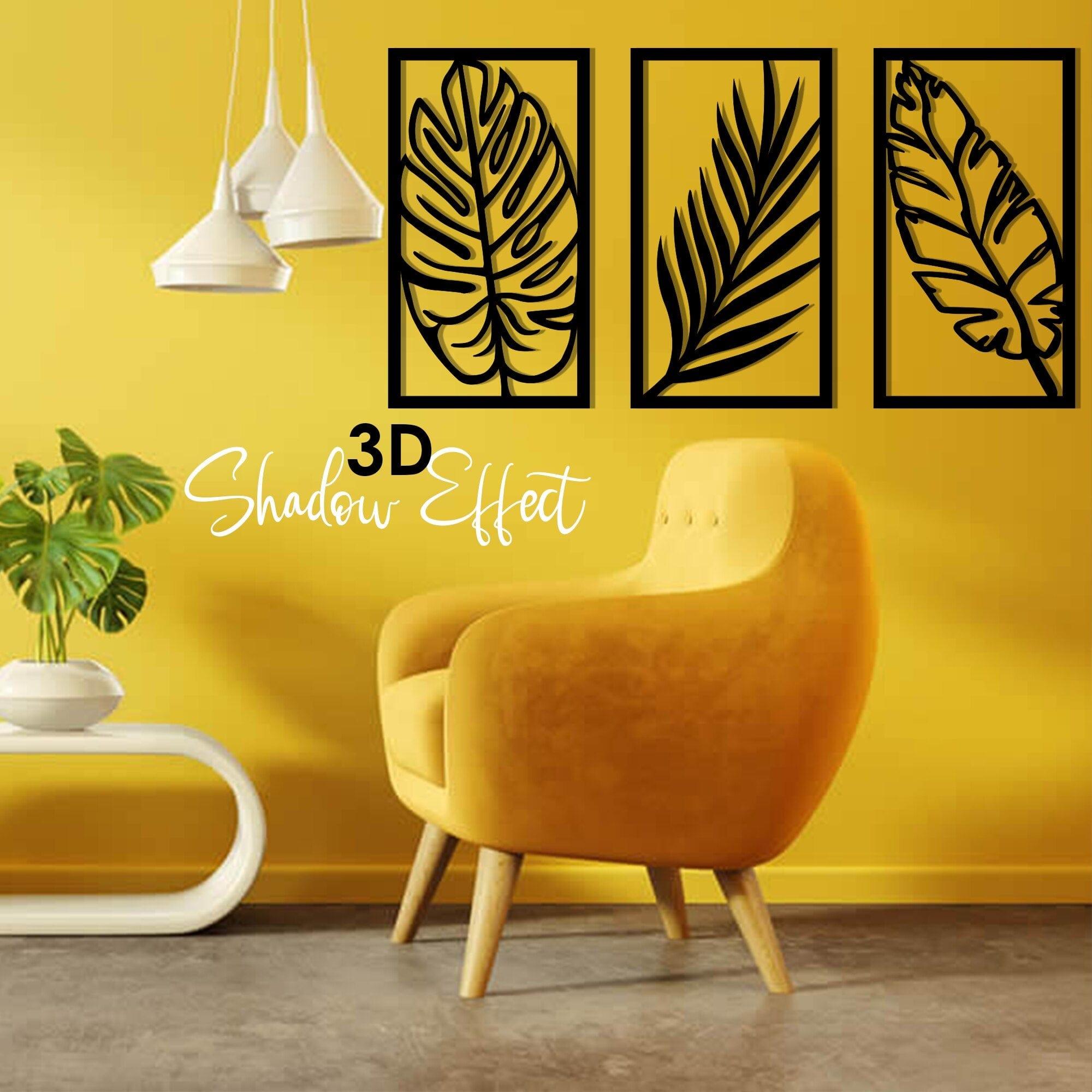 Shop 0 Set of 3 Leaves Metal Wall Art Tropical Leaves Wall Decor Decorative Wall Art Large Black Leafs Black Leaf Sculpture Mademoiselle Home Decor