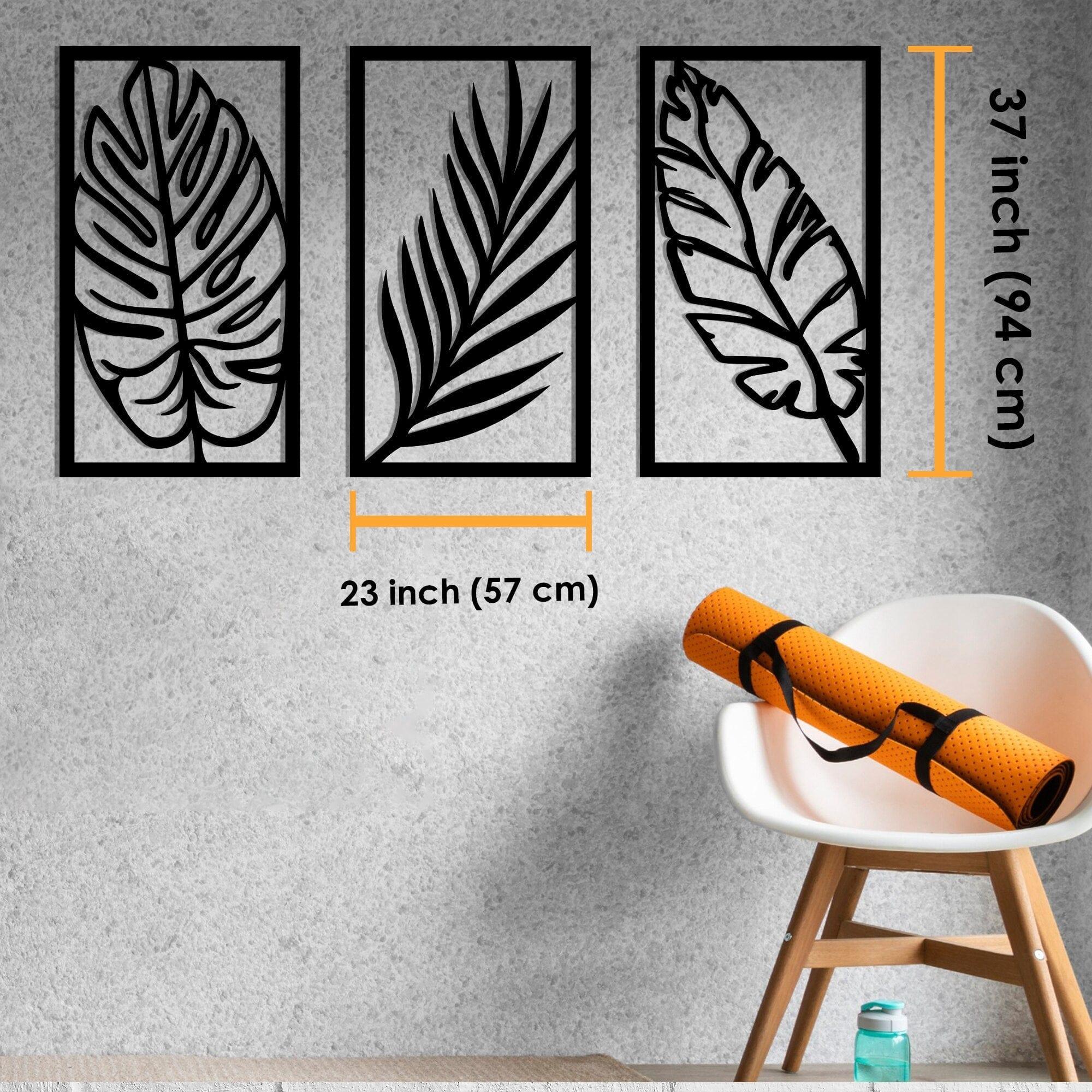 Shop 0 Set of 3 Leaves Metal Wall Art Tropical Leaves Wall Decor Decorative Wall Art Large Black Leafs Black Leaf Sculpture Mademoiselle Home Decor