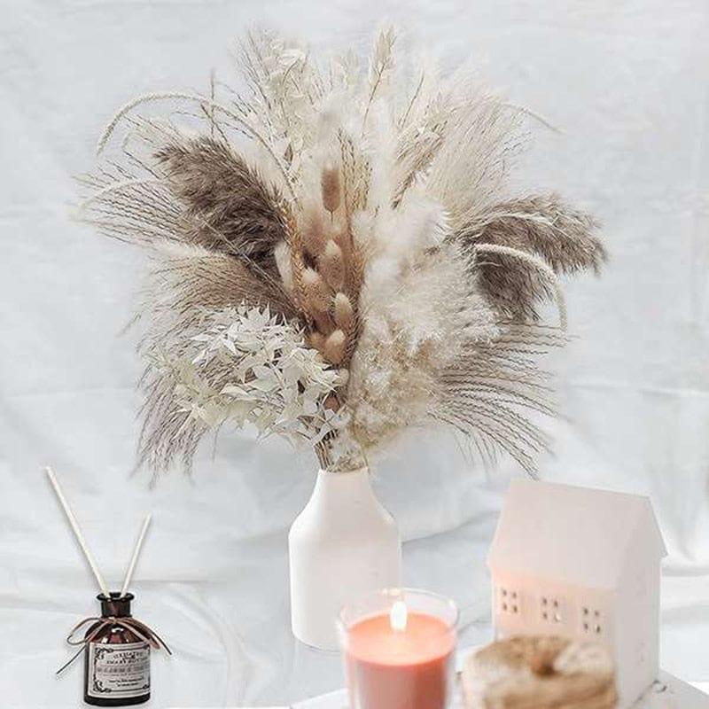 Shop 0 79Pcs Natural Dried Fluffy Pampas Grass Bouquet Set , Boho Home Decor Pompous Grass Large Reed Bunny Tail Wheat Stalk Decorative Mademoiselle Home Decor