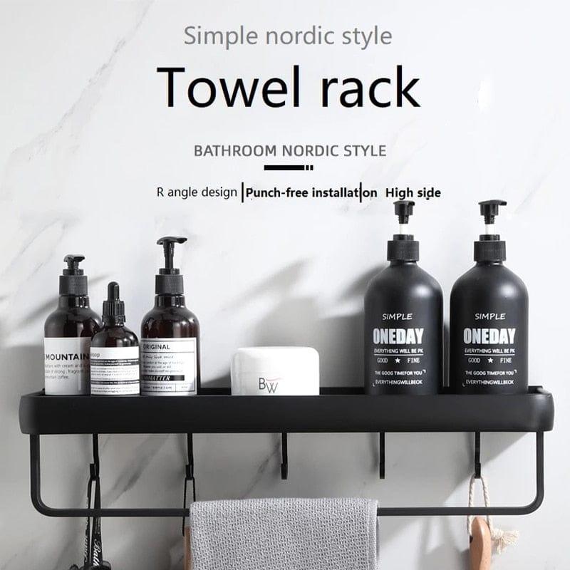 Shop 0 Bathroom Shelf No Drill Organizer Shower Storage Rack Black Corner Shelves Wall Mounted Aluminum Toilet Shampoo Holder Mademoiselle Home Decor