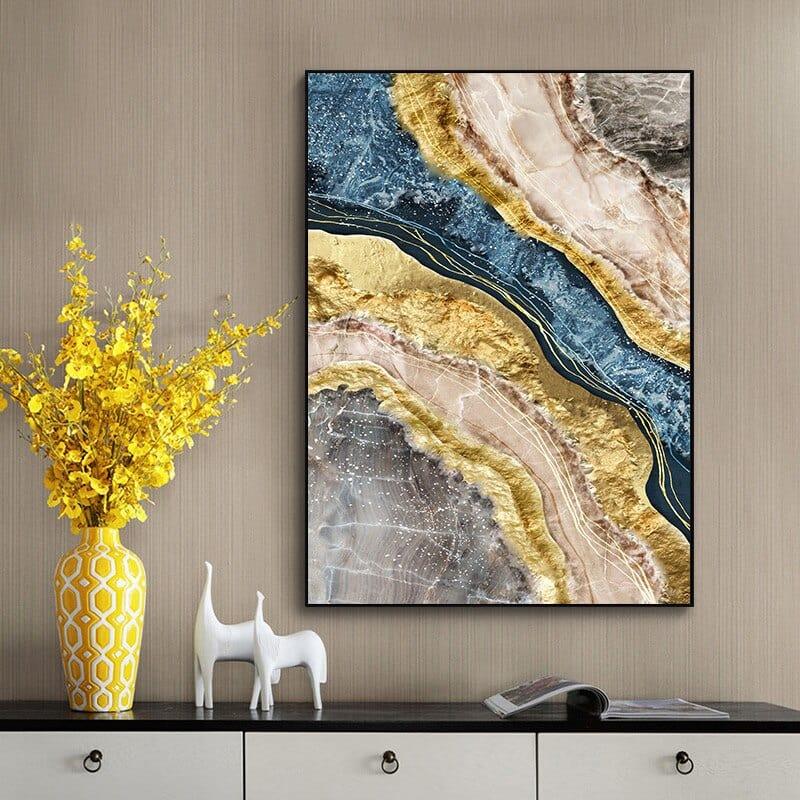 Shop 0 Canvas Painting Wall Art Poster Abstract Marble Picture Blue Golden Print for Nordic Modern Home Living Room Wall Decor Poster Mademoiselle Home Decor