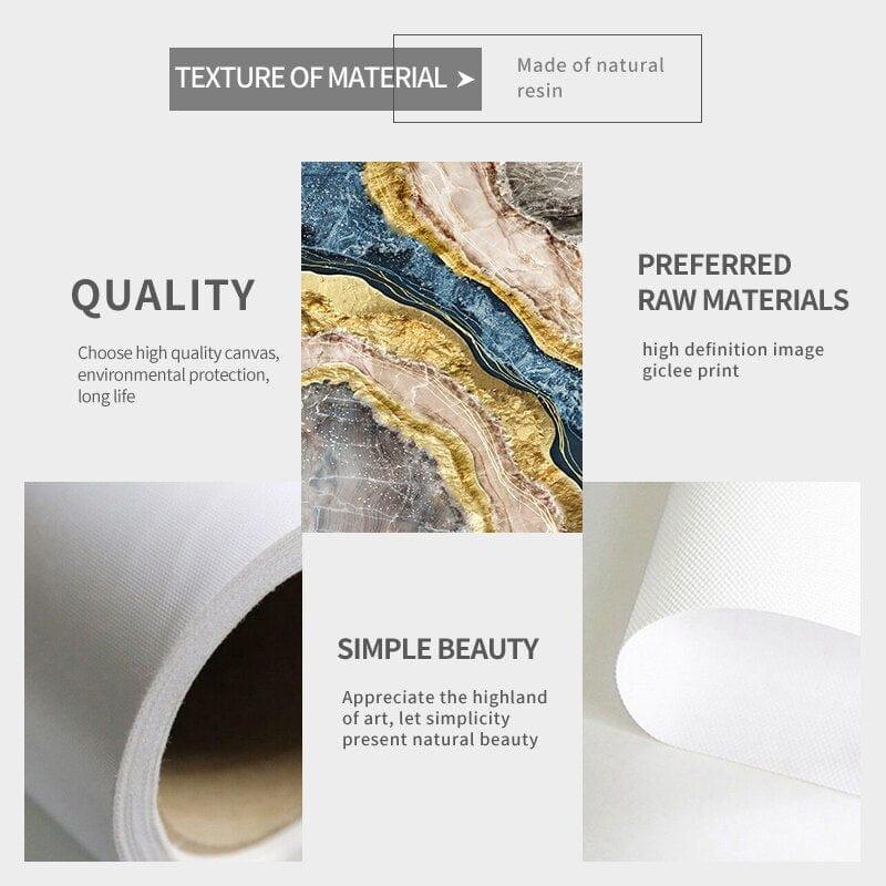 Shop 0 Canvas Painting Wall Art Poster Abstract Marble Picture Blue Golden Print for Nordic Modern Home Living Room Wall Decor Poster Mademoiselle Home Decor