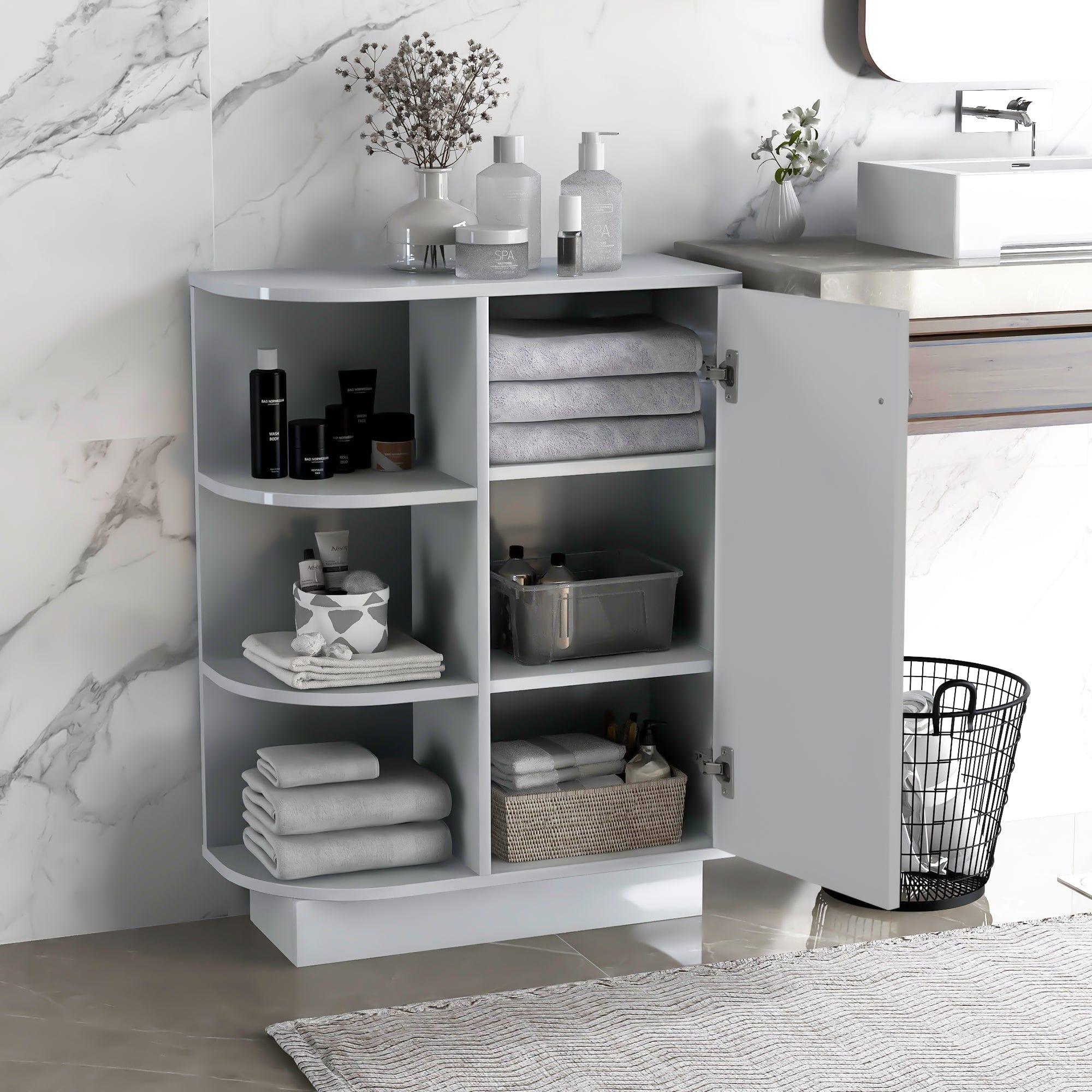 Shop Open Style Shelf Cabinet with Adjustable Plates Ample Storage Space Easy to Assemble, Gray Mademoiselle Home Decor