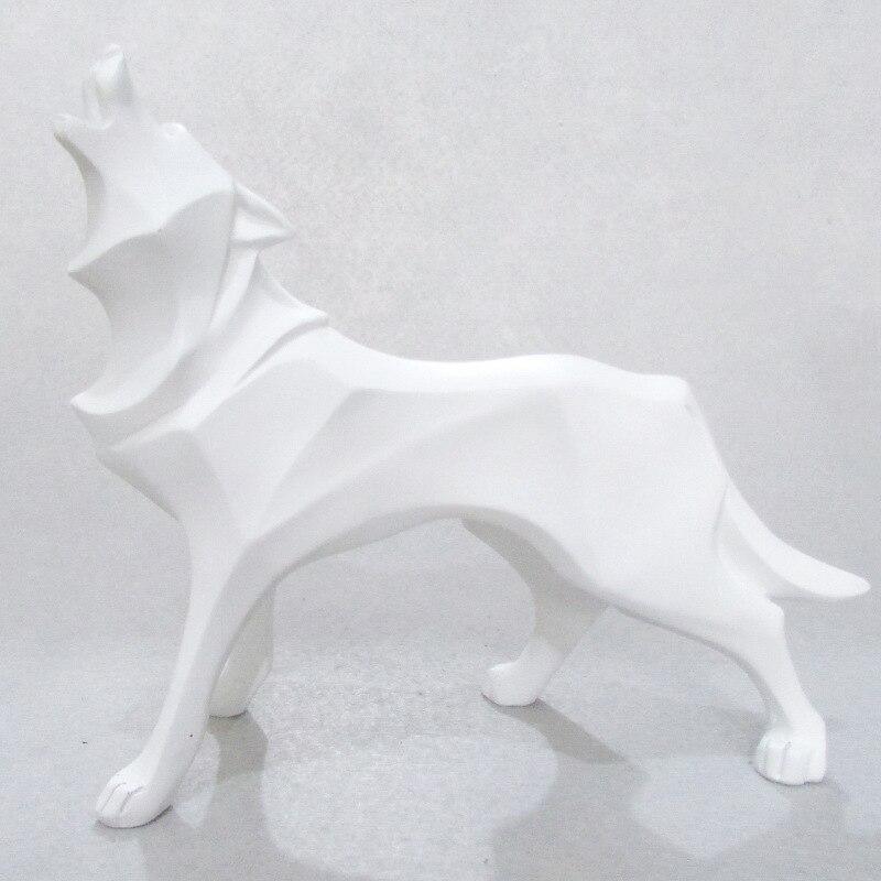 Shop 0 white / XXXL Resin Abstract Wolf Statue Geometric Animal Figurines Nordic Home Decor Sculpture Crafts Office Room Interior Decoration Mademoiselle Home Decor