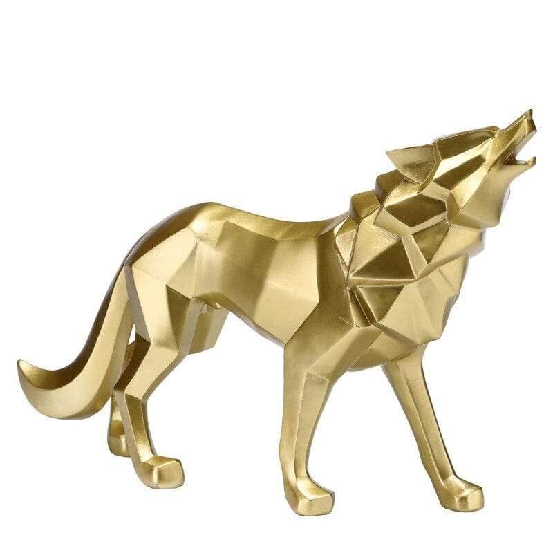 Shop 0 Gold-B / XXXL Resin Abstract Wolf Statue Geometric Animal Figurines Nordic Home Decor Sculpture Crafts Office Room Interior Decoration Mademoiselle Home Decor