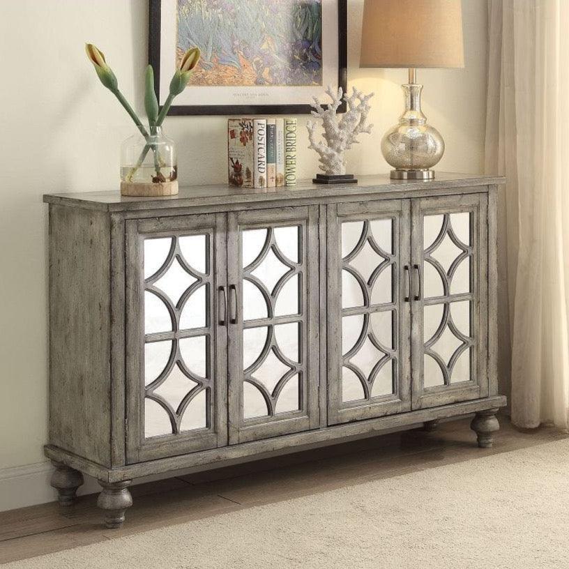 Shop ACME Velika Console Table in Weathered Gray 90280 Mademoiselle Home Decor