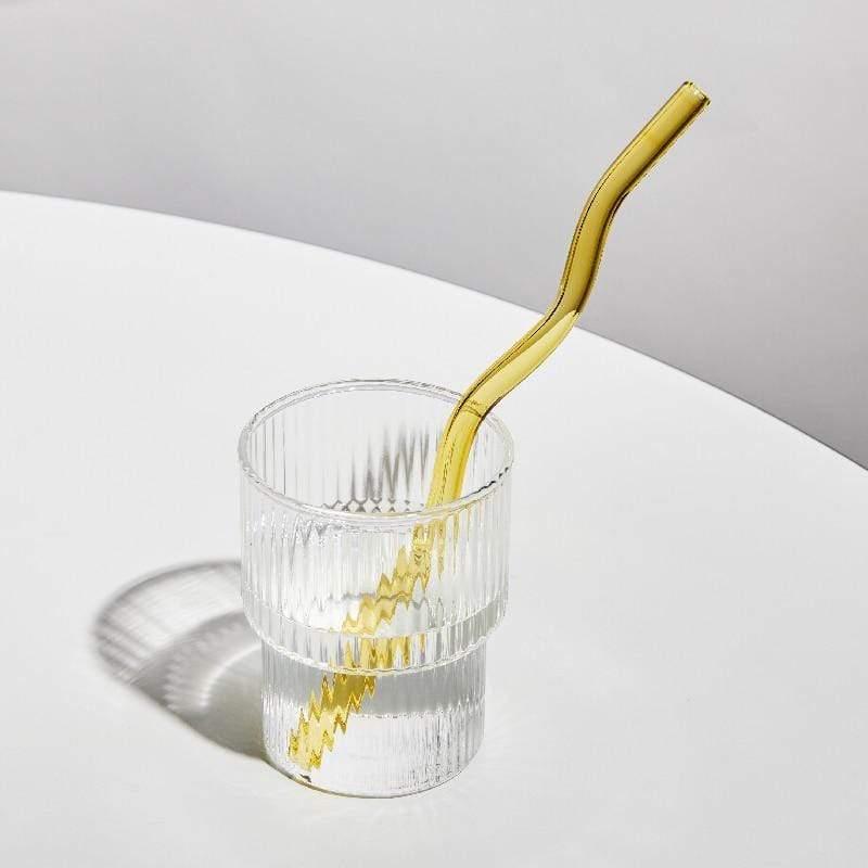 Shop 0 1PC wave yellow Floriddle Artistry Glass Straws Twist Reusable Straws Heat Resistant Glass Straw Drinking Milk Tea Long Stem Glass Staw Mademoiselle Home Decor