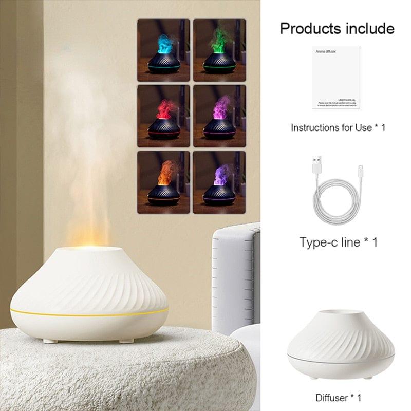 Shop 0 White 130ml / China REUP Volcanic Flame Aroma Diffuser Essential Oil Lamp 130ml USB Portable Air Humidifier with Color Night Light Fragrance Home Mademoiselle Home Decor