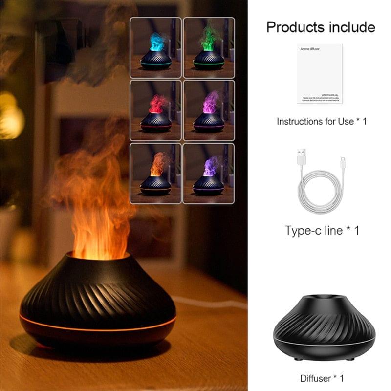 Shop 0 Black 130ml / China REUP Volcanic Flame Aroma Diffuser Essential Oil Lamp 130ml USB Portable Air Humidifier with Color Night Light Fragrance Home Mademoiselle Home Decor