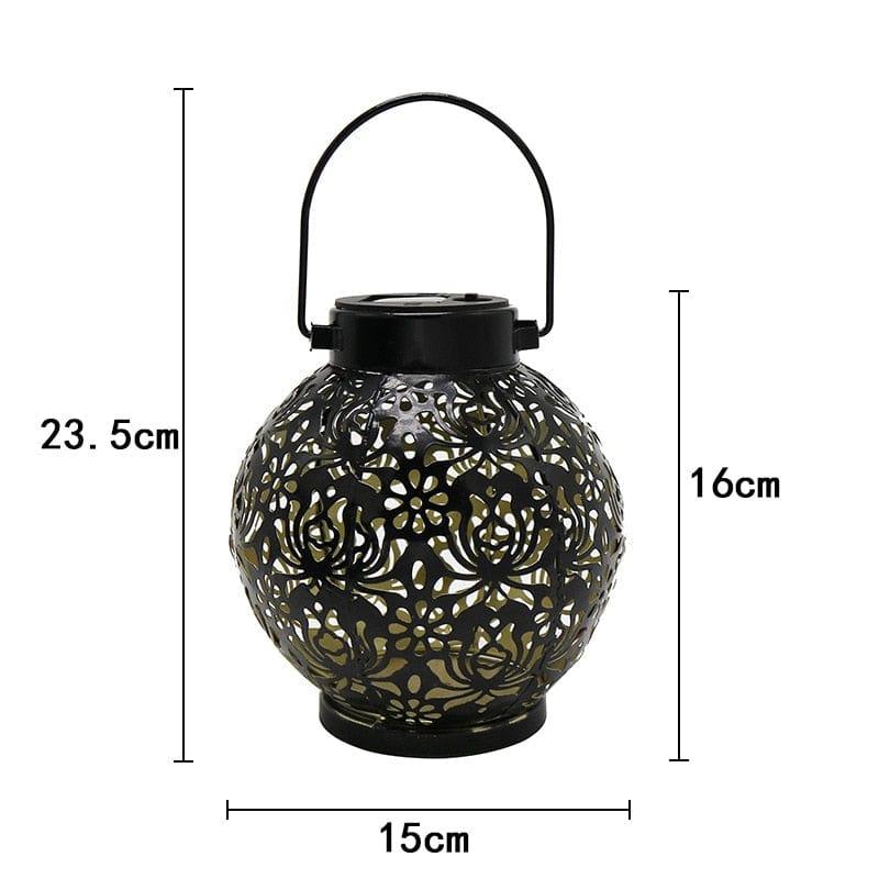 Shop 0 E style LED Solar Lantern Light Hollow Wrought Iron Projection Light Hanging Lamps Outdoor Waterproof Yard Garden Art Decoration Mademoiselle Home Decor