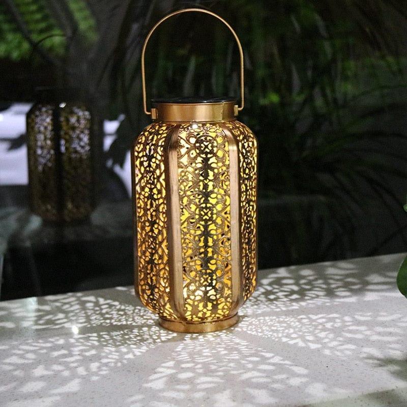 Shop 0 I style LED Solar Lantern Light Hollow Wrought Iron Projection Light Hanging Lamps Outdoor Waterproof Yard Garden Art Decoration Mademoiselle Home Decor