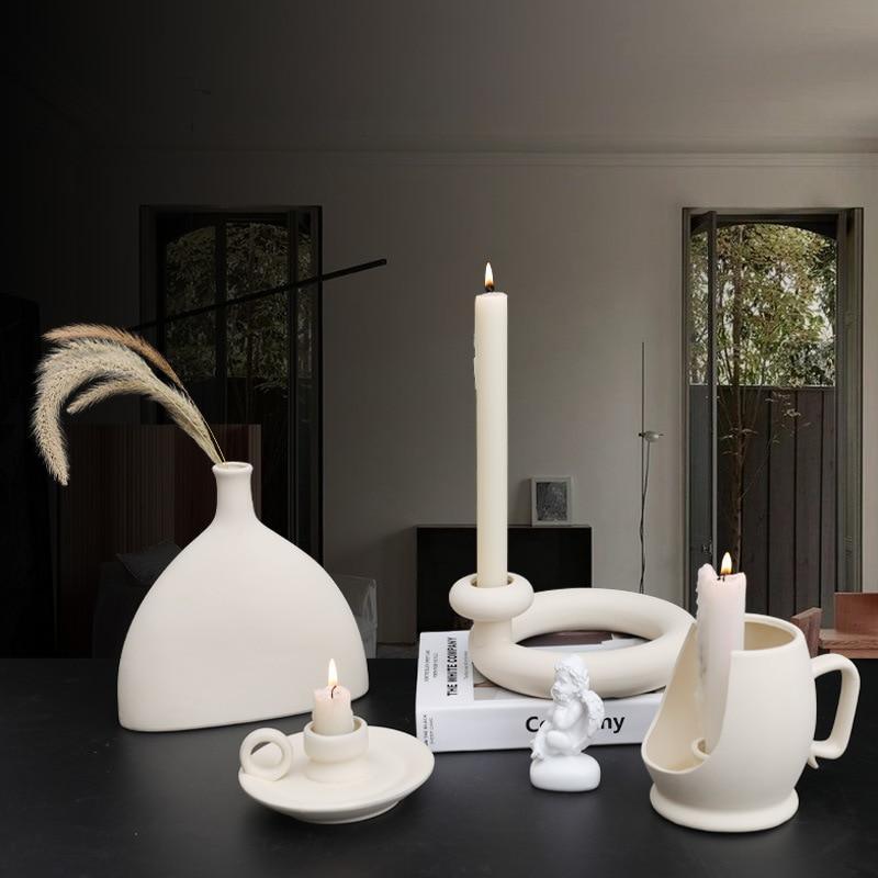 Shop 0 VILEAD Ceramic Vegetarian Candle Holder Figurines Nordic Modern Candlestick Oranment Home Interior Desktop Decoration Gift Mademoiselle Home Decor