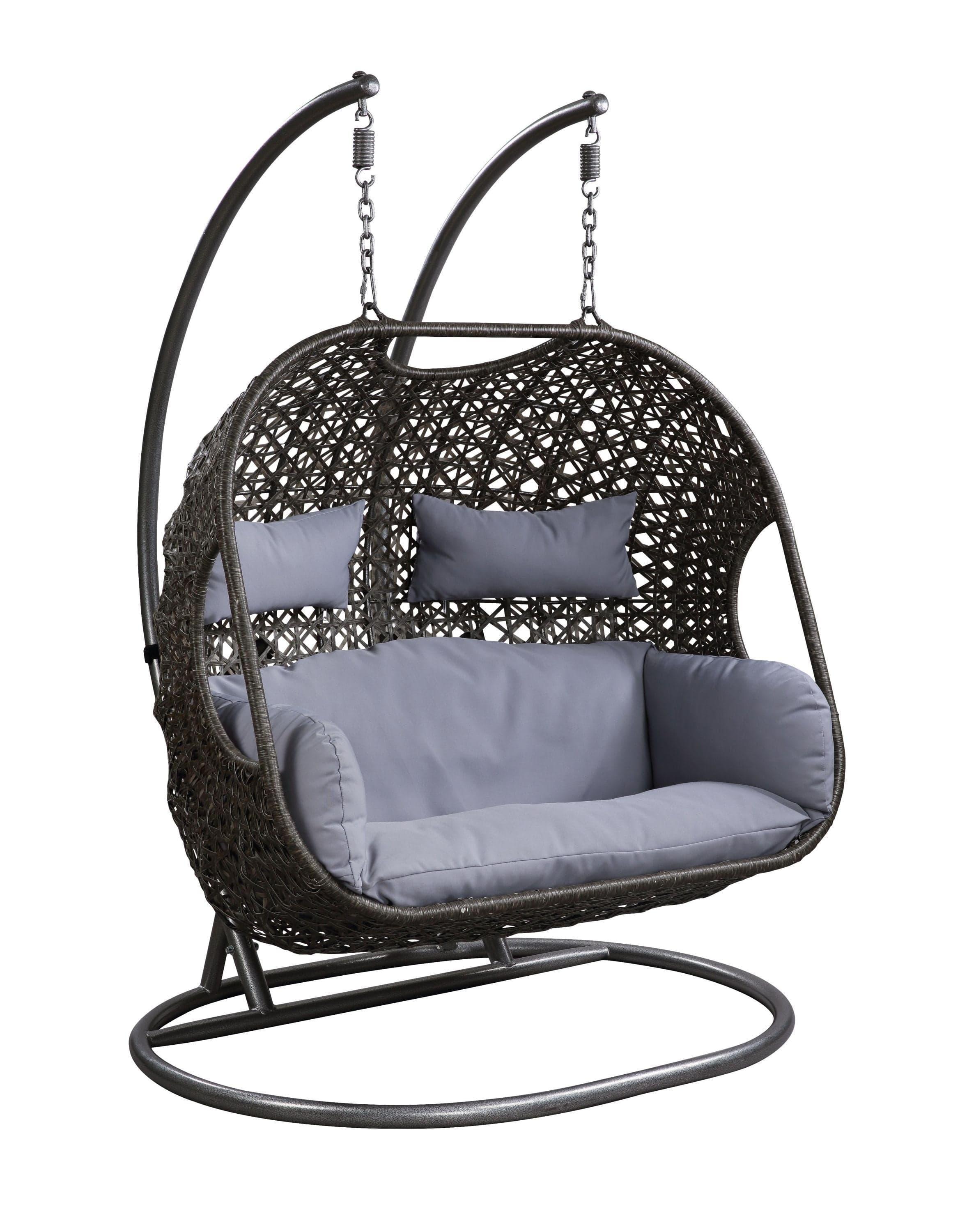 Shop ACME Vasta Patio Swing Chair with Stand, Fabric & Wicker (1Set/3Ctn) 45084 Mademoiselle Home Decor