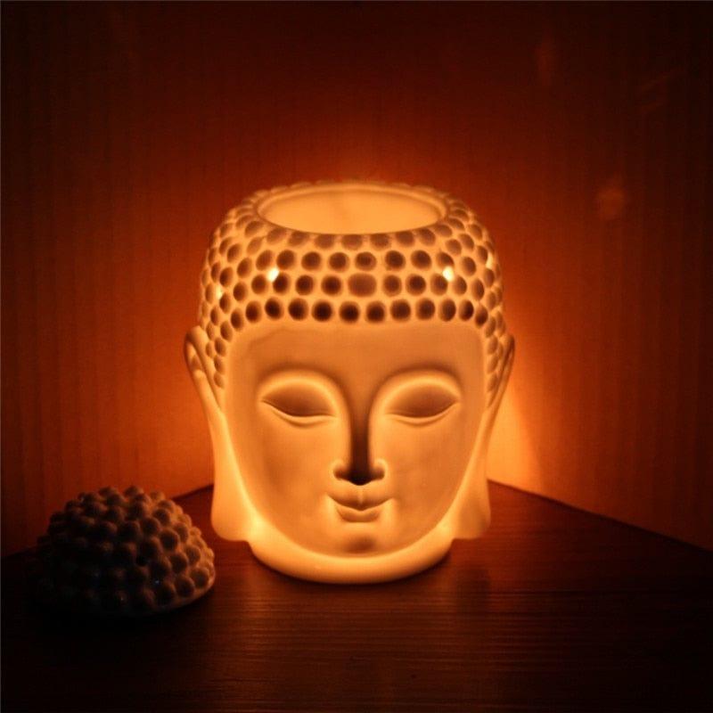 Shop 0 White/Black Buddha Head Aromatic Oil Burner Ceramic Aromatherapy Lamp Candle Aroma Furnace Oil Lamp Home Decor Incense Burner Mademoiselle Home Decor