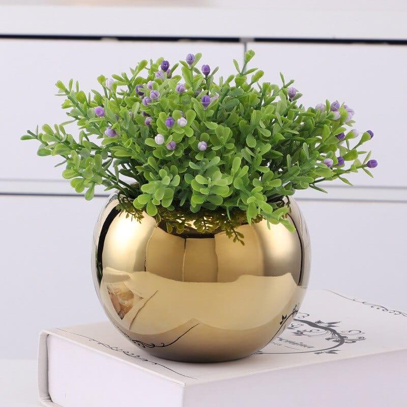 Shop 0 European golden vase big mouth flower arranging succulent flower pot tabletop decoration living room art deco vase decoration Mademoiselle Home Decor