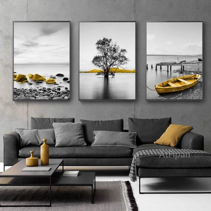 Shop 0 Golden Retro Natural Scenery Canvas Poster Nordic Boat Tree Lake Wall Art  Modern Home Decoration Picture for Interior Paintings Mademoiselle Home Decor