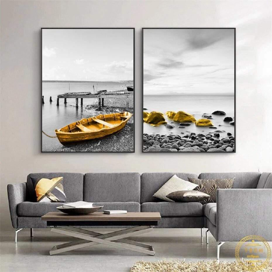 Shop 0 Golden Retro Natural Scenery Canvas Poster Nordic Boat Tree Lake Wall Art  Modern Home Decoration Picture for Interior Paintings Mademoiselle Home Decor