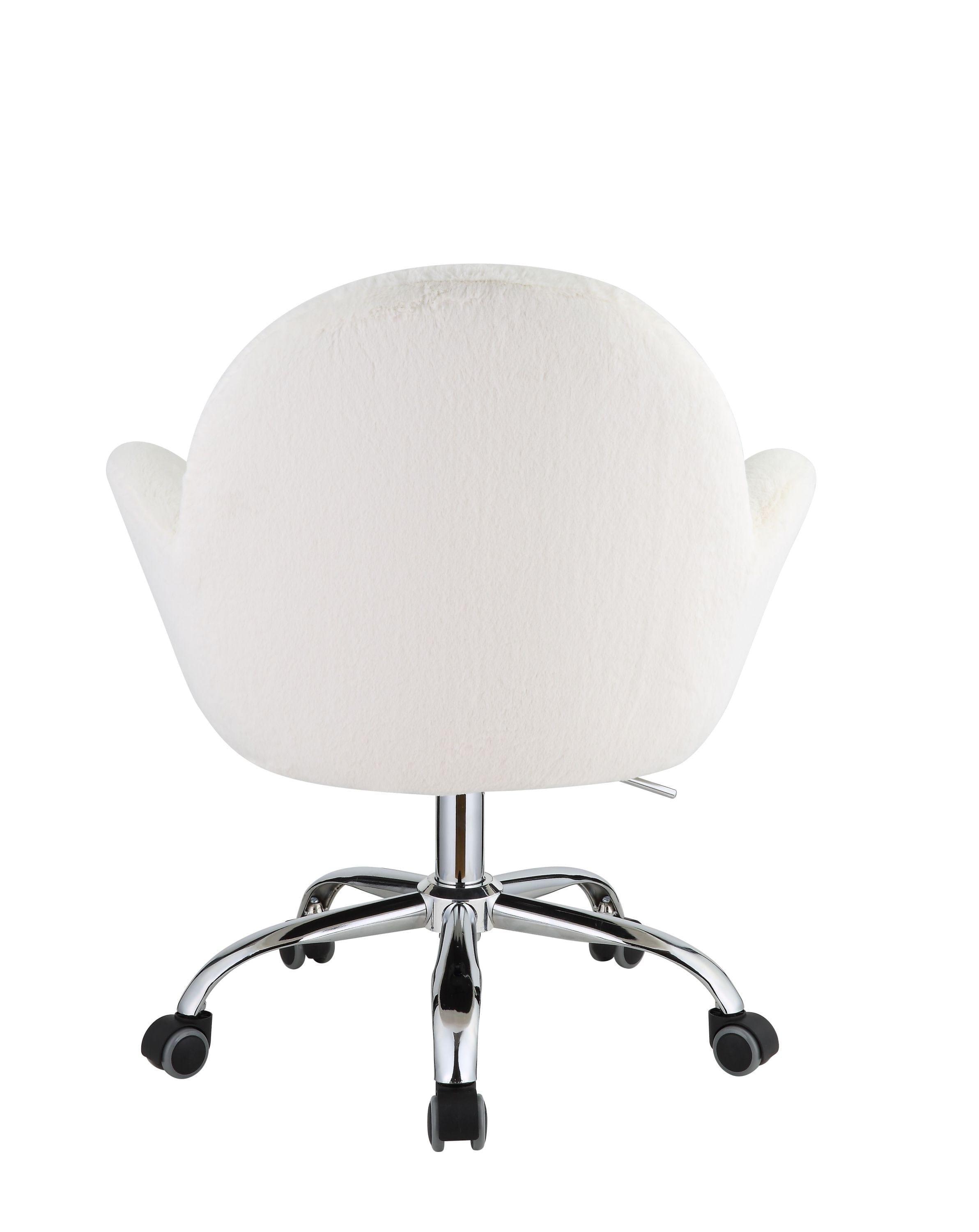 Shop ACME Jago Office Chair in White Lapin & Chrome Finish OF00119 Mademoiselle Home Decor