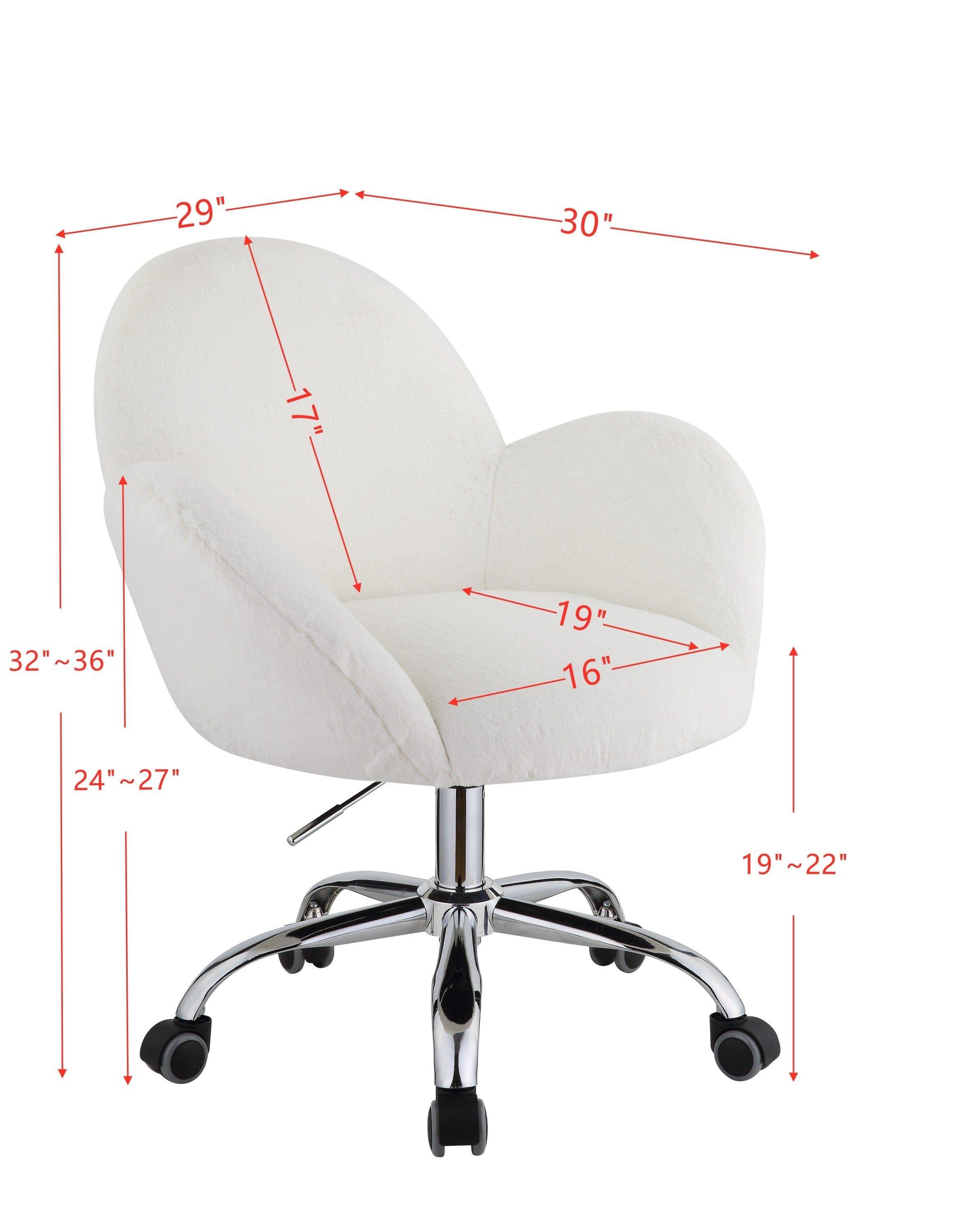 Shop ACME Jago Office Chair in White Lapin & Chrome Finish OF00119 Mademoiselle Home Decor