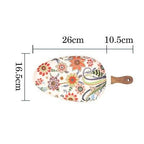 Shop 0 Oval plate S / China Nordic Ceramic Dinner Plates Dish Steak Salad Tray With Wooden Handle Christmas Steak Plates Home Decor Oval Dishes Tableware Mademoiselle Home Decor