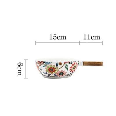 Shop 0 Handle bowl S / China Nordic Ceramic Dinner Plates Dish Steak Salad Tray With Wooden Handle Christmas Steak Plates Home Decor Oval Dishes Tableware Mademoiselle Home Decor