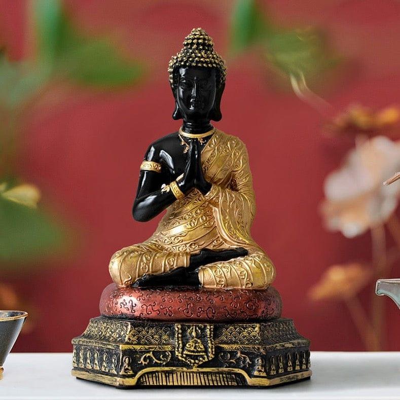 Shop 0 Gold with Black Buddha Statues Thailand for Garden office home Decor Desk ornament fengshui hindu sitting Buddha figurine Decoration Mademoiselle Home Decor