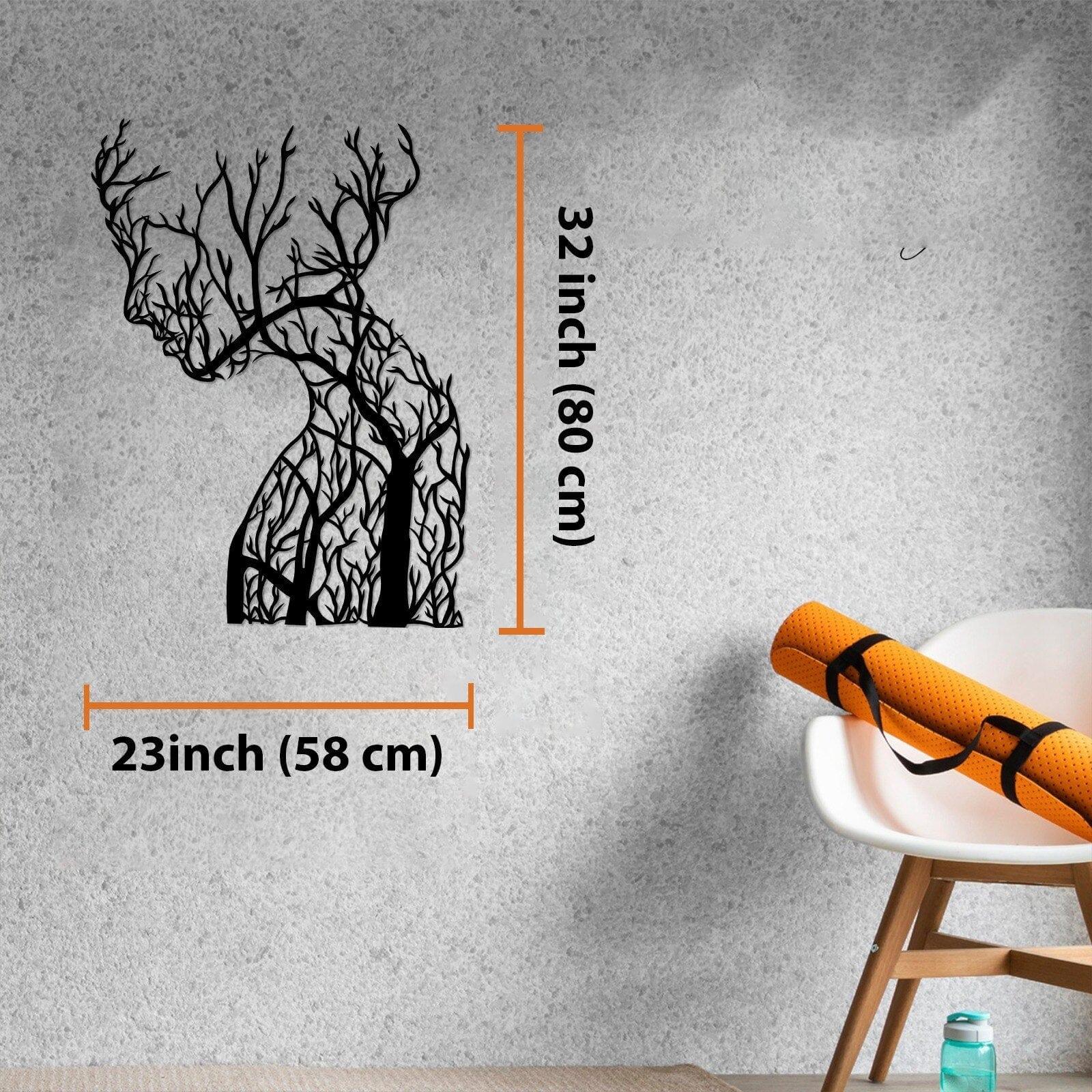 Shop 0 Woman Tree Metal Wall Art Female Face Woman Silhouette Abstract Wall Sculpture Modern Black Line Art Interior Decoration Mademoiselle Home Decor