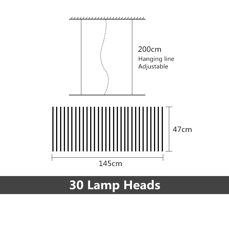 Shop 0 30 Heads  145x47cm / Black lamp body / Brightness Dimmable Xyla Lighting Mademoiselle Home Decor
