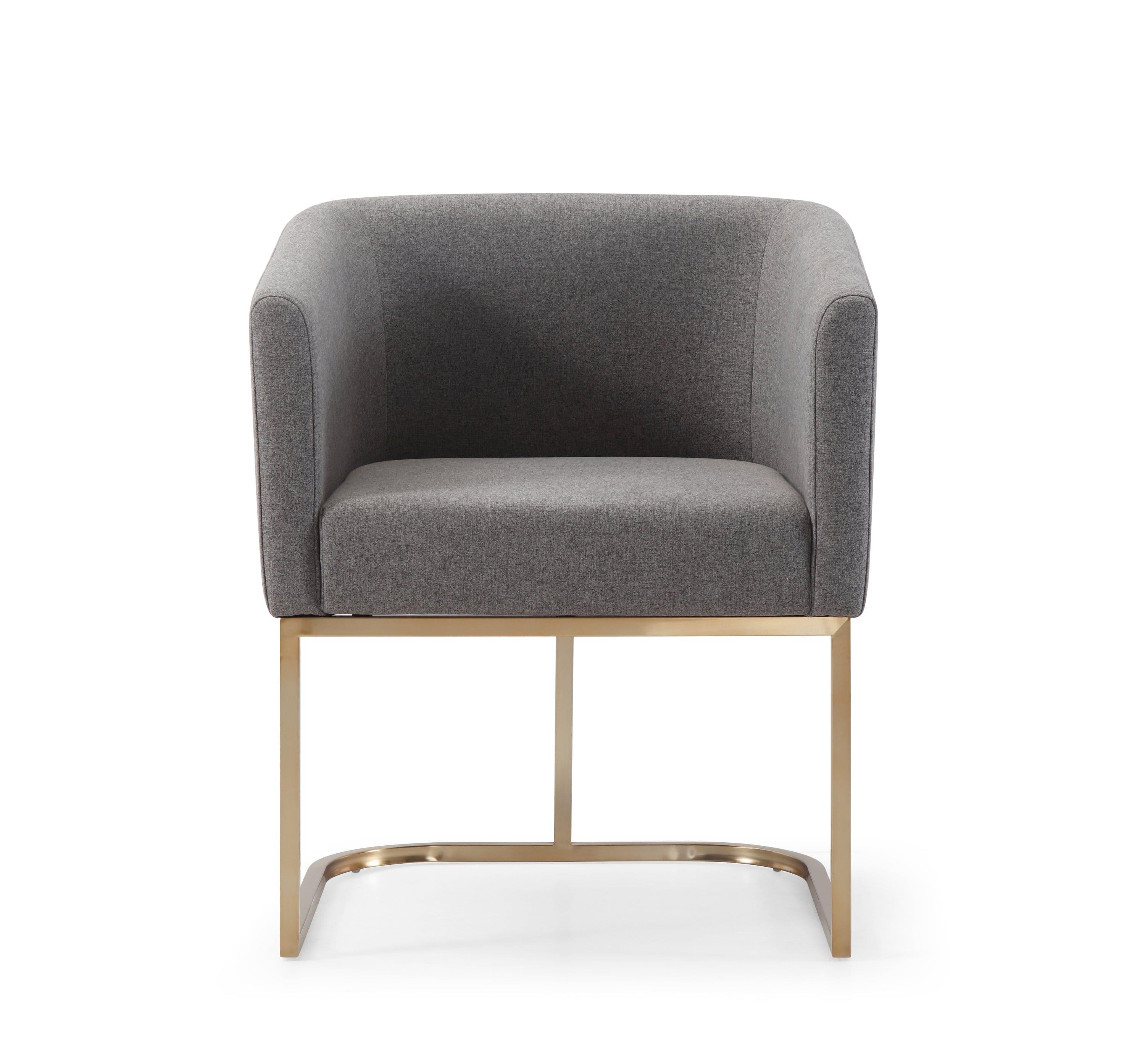Shop Modrest Yukon Modern Grey Fabric & Antique Brass Dining Chair Mademoiselle Home Decor