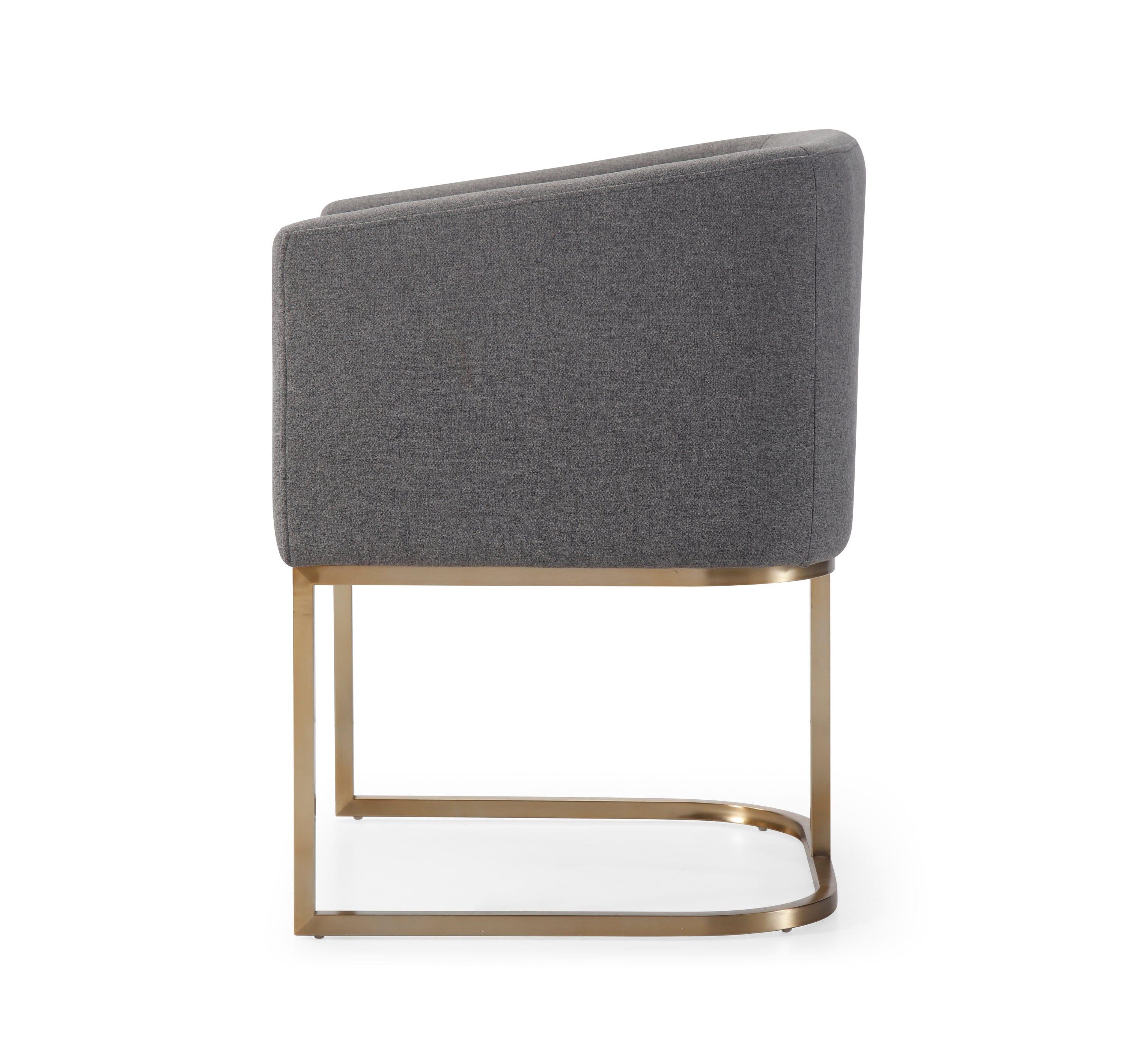 Shop Modrest Yukon Modern Grey Fabric & Antique Brass Dining Chair Mademoiselle Home Decor