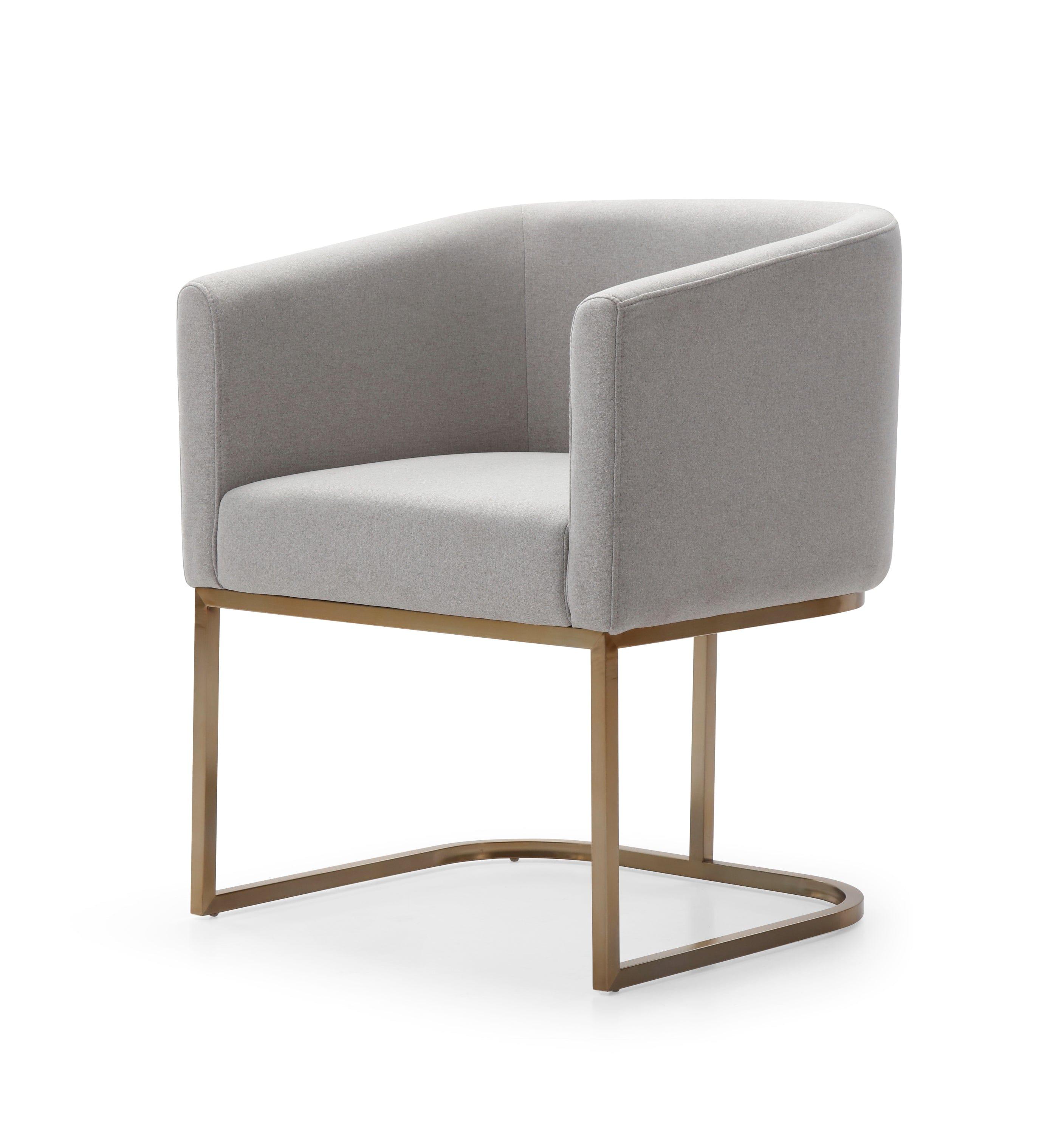 Shop Modrest Yukon Modern Light Grey Fabric & Antique Brass Dining Chair Mademoiselle Home Decor