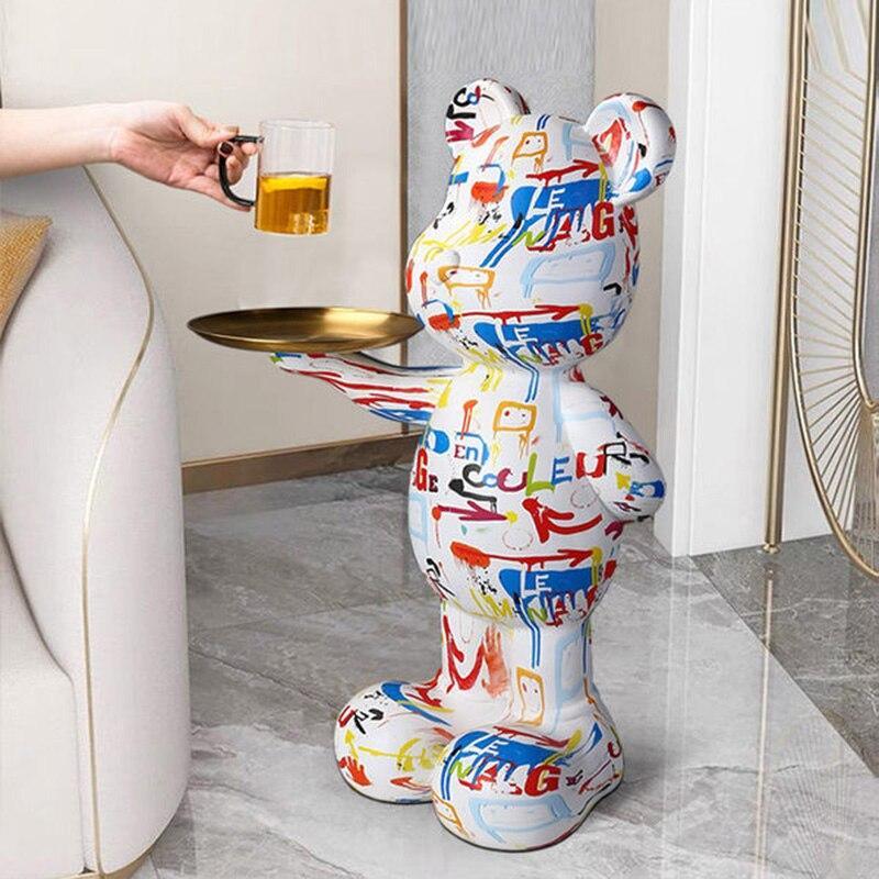 Shop 0 FRP Large Graffiti Bear Statue Decoration Nordic Modern Style Storage Organization Creative Home Accessories Landing Ornaments Mademoiselle Home Decor