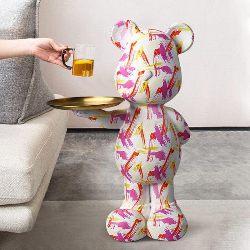 Shop 0 FRP Large Graffiti Bear Statue Decoration Nordic Modern Style Storage Organization Creative Home Accessories Landing Ornaments Mademoiselle Home Decor