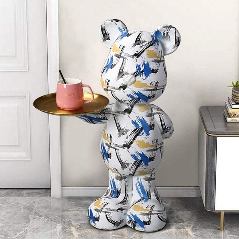 Shop 0 D-blue / 76cm FRP Large Graffiti Bear Statue Decoration Nordic Modern Style Storage Organization Creative Home Accessories Landing Ornaments Mademoiselle Home Decor