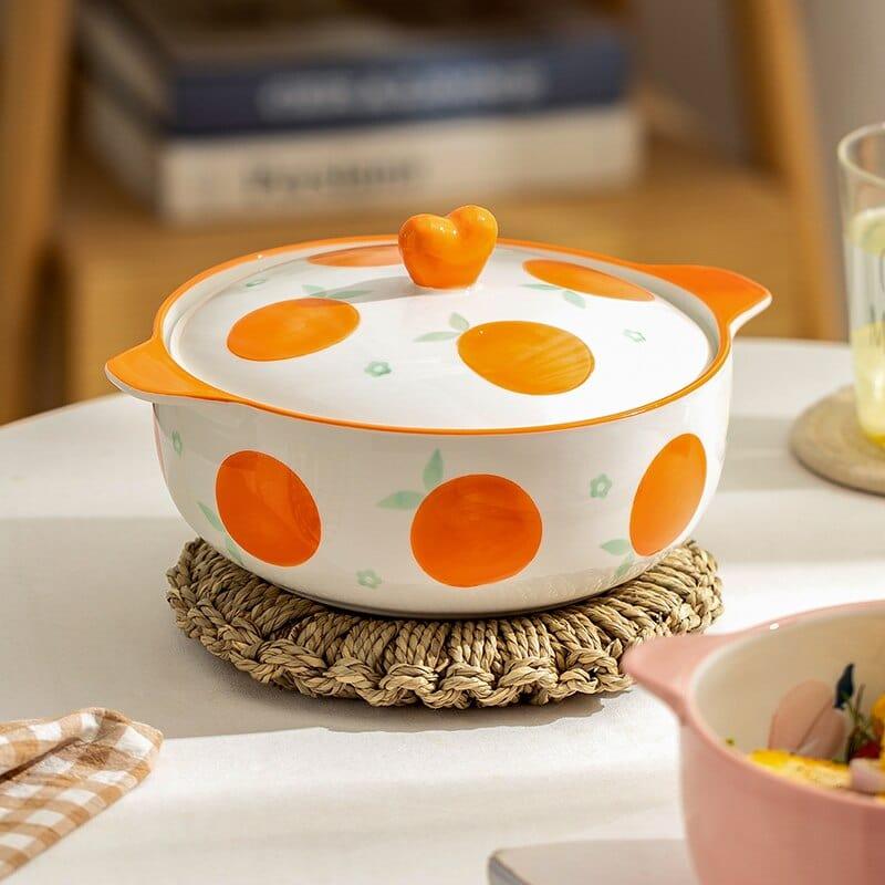 Shop 0 1.2/1.5L Ceramic Instant Noodle Bowl With Lid Kitchen Soup Cereal Bowl Heat-resistant Underglaze Oven Baking Bowls Mademoiselle Home Decor