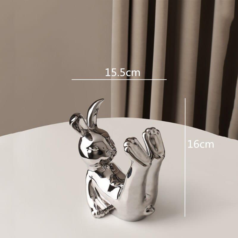 Shop 0 16x15.5cm Creative Ceramic Rabbit Wine Rack Wine Storage Simulation Animal Statue Silver Craft Furnishings Cartoons Modern Home Decoration Mademoiselle Home Decor