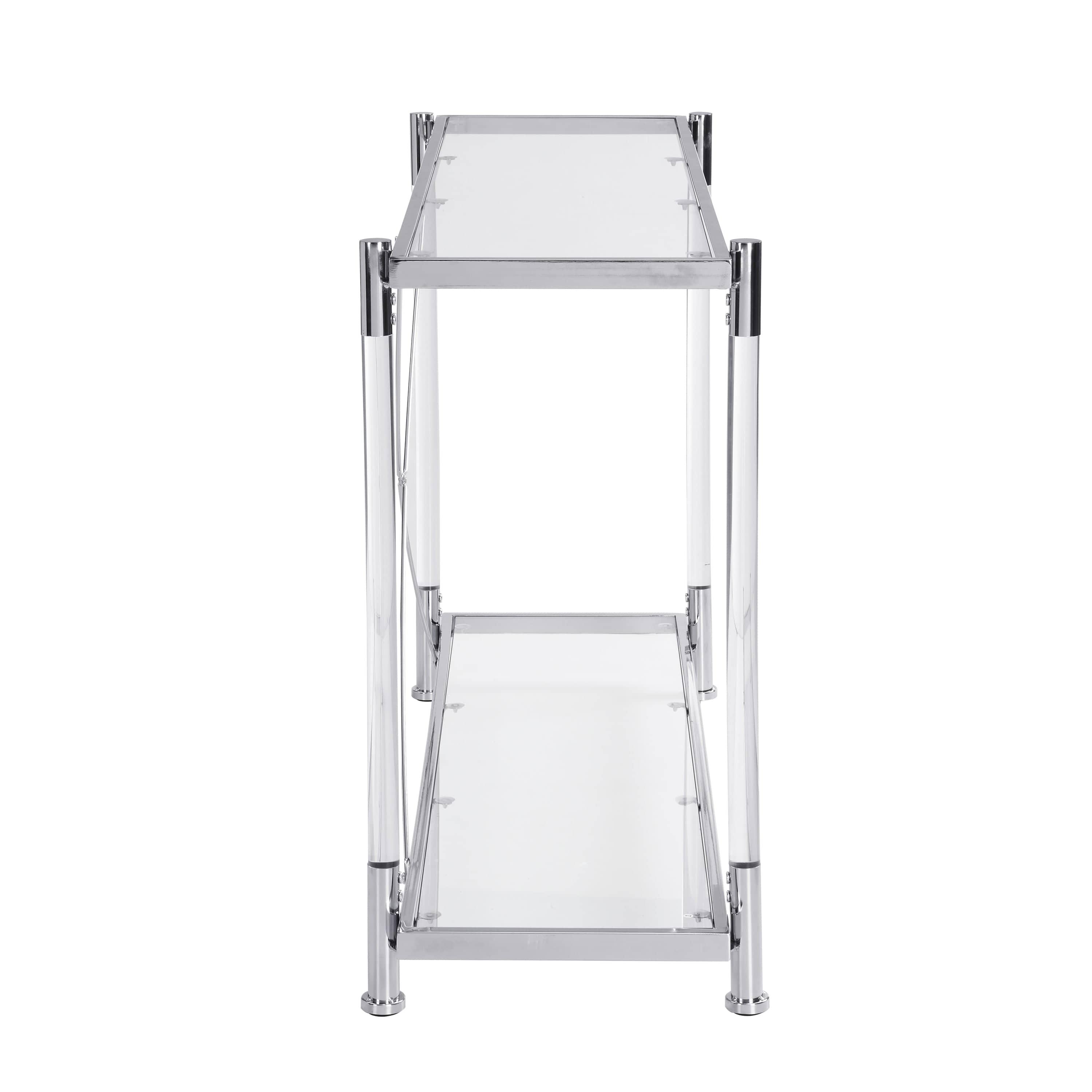 Shop Acrylic Glass Side Table,Chrome Sofa Table,  Console Table for Living Room& Bedroom Mademoiselle Home Decor