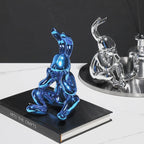 Shop 0 Modern Creative Electroplating Silver Blue Resin Daze Rabbit Figurines Soft Decoration Ornaments Exhibition Hall Desktop Decor Mademoiselle Home Decor