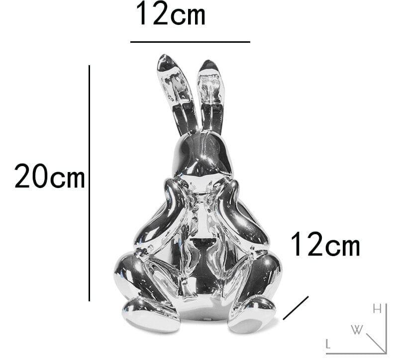 Shop 0 Silver Modern Creative Electroplating Silver Blue Resin Daze Rabbit Figurines Soft Decoration Ornaments Exhibition Hall Desktop Decor Mademoiselle Home Decor