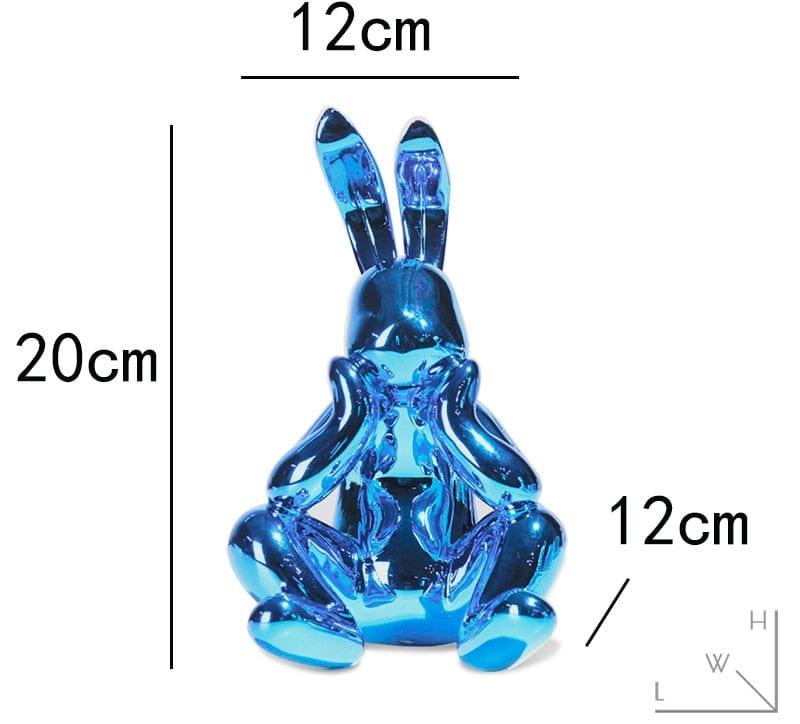 Shop 0 Blue Modern Creative Electroplating Silver Blue Resin Daze Rabbit Figurines Soft Decoration Ornaments Exhibition Hall Desktop Decor Mademoiselle Home Decor