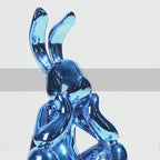 Shop 0 Modern Creative Electroplating Silver Blue Resin Daze Rabbit Figurines Soft Decoration Ornaments Exhibition Hall Desktop Decor Mademoiselle Home Decor